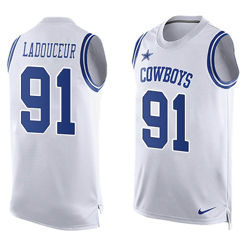 Men's Limited L. P. Ladouceur Nike Jersey White - #91 Player Name & Number Tank Top NFL Dallas Cowboys